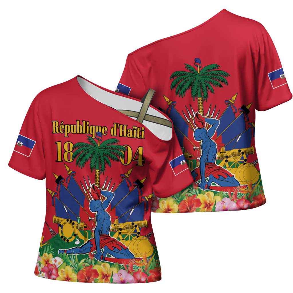 Afro-Haitians Independence Day Cross Shoulder Shirt Le Marron Inconnu Unity Makes Strength
