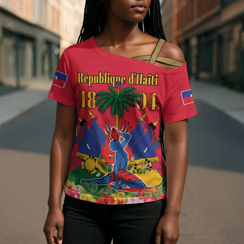 Afro-Haitians Independence Day Cross Shoulder Shirt Le Marron Inconnu Unity Makes Strength