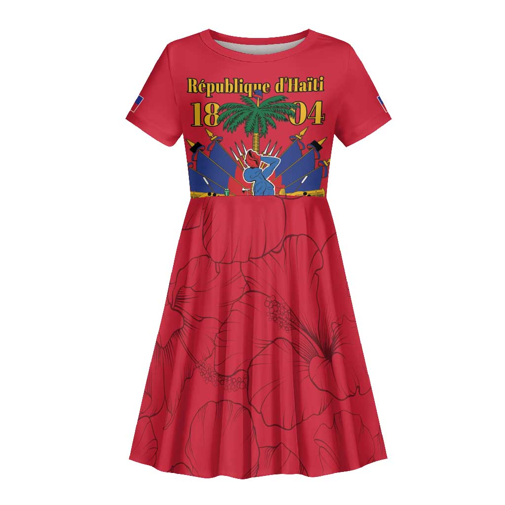 Afro-Haitians Independence Day Kid Short Sleeve Dress Le Marron Inconnu Unity Makes Strength - African Pride