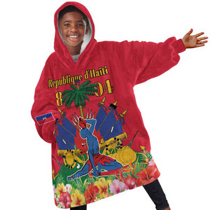 Afro-Haitians Independence Day Kid Wearable Blanket Hoodie Le Marron Inconnu Unity Makes Strength - African Pride