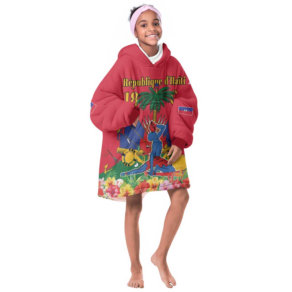 Afro-Haitians Independence Day Kid Wearable Blanket Hoodie Le Marron Inconnu Unity Makes Strength - African Pride