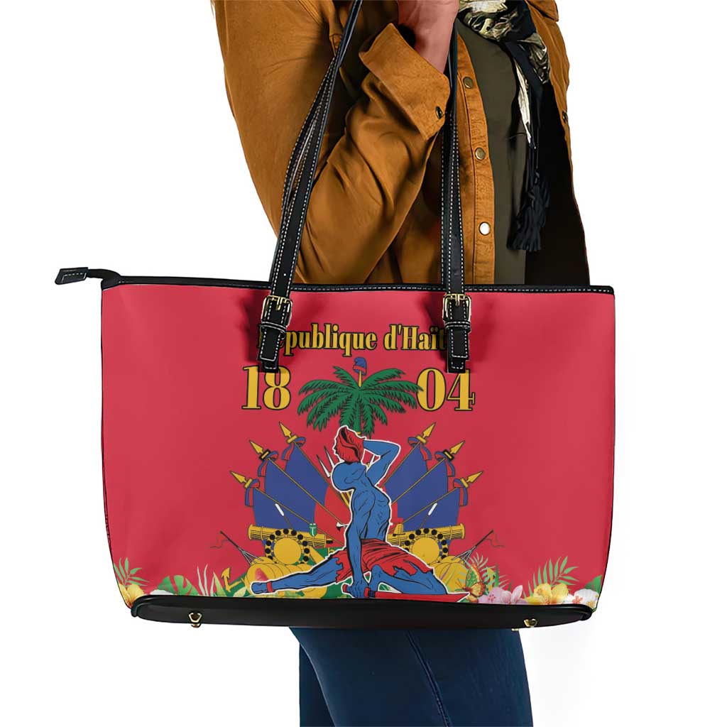 Afro-Haitians Independence Day Leather Tote Bag Le Marron Inconnu Unity Makes Strength - African Pride