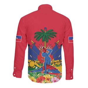 Afro-Haitians Independence Day Long Sleeve Button Shirt Le Marron Inconnu Unity Makes Strength - African Pride