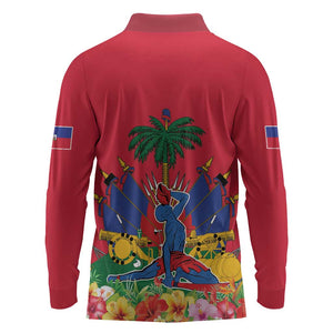 Afro-Haitians Independence Day Long Sleeve Polo Shirt Le Marron Inconnu Unity Makes Strength - African Pride