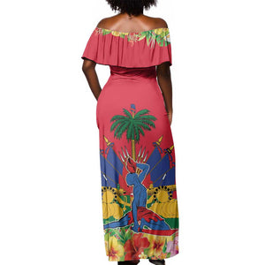 Afro-Haitians Independence Day Off Shoulder Maxi Dress Le Marron Inconnu Unity Makes Strength - African Pride