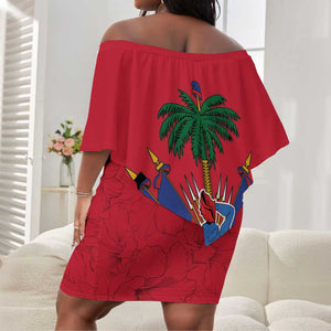 Afro-Haitians Independence Day Off Shoulder Short Dress Le Marron Inconnu Unity Makes Strength - African Pride