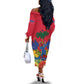 Afro-Haitians Independence Day Off The Shoulder Long Sleeve Dress Le Marron Inconnu Unity Makes Strength - African Pride