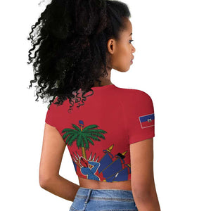 Afro-Haitians Independence Day Raglan Cropped T shirt Le Marron Inconnu Unity Makes Strength - African Pride