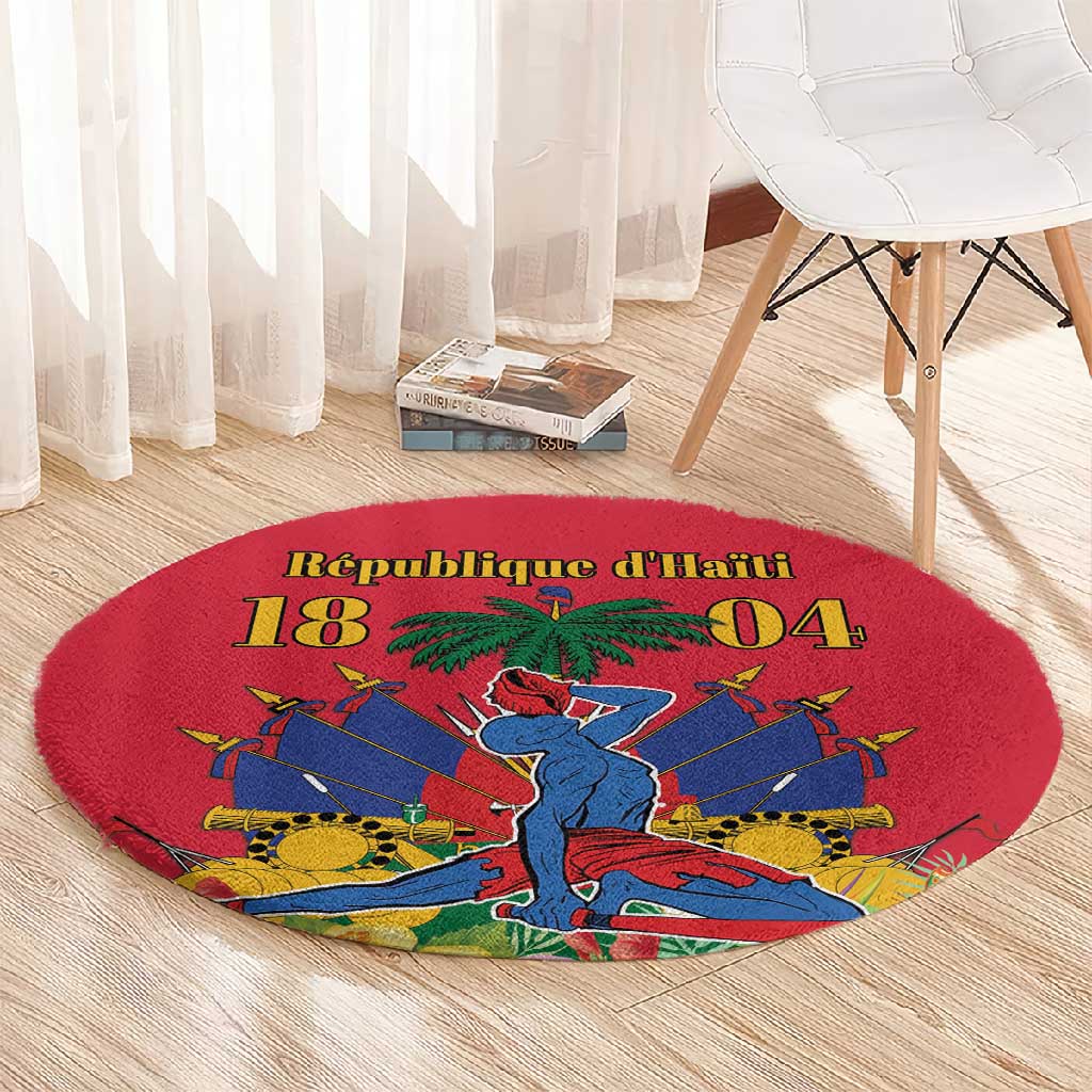 Afro-Haitians Independence Day Round Carpet Le Marron Inconnu Unity Makes Strength - African Pride