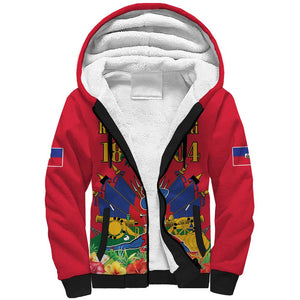 Afro-Haitians Independence Day Sherpa Hoodie Le Marron Inconnu Unity Makes Strength - African Pride