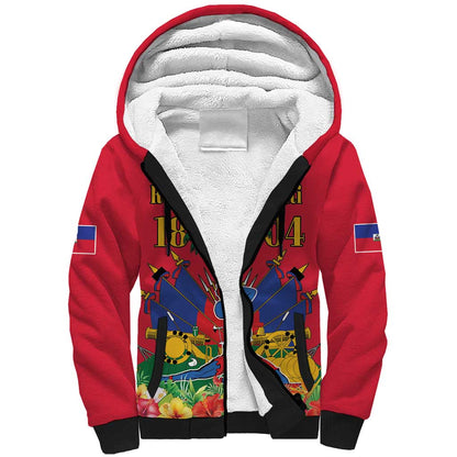 Afro-Haitians Independence Day Sherpa Hoodie Le Marron Inconnu Unity Makes Strength - African Pride