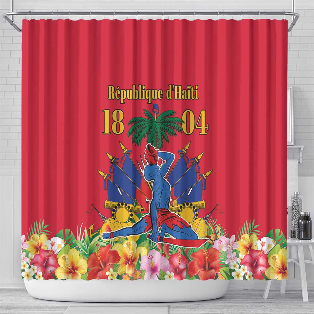 Afro-Haitians Independence Day Shower Curtain Le Marron Inconnu Unity Makes Strength - African Pride