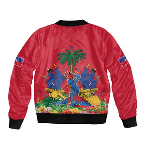 Afro-Haitians Independence Day Sleeve Zip Bomber Jacket Le Marron Inconnu Unity Makes Strength - African Pride