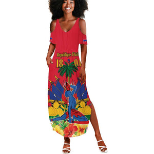 Afro-Haitians Independence Day Summer Maxi Dress Le Marron Inconnu Unity Makes Strength - African Pride