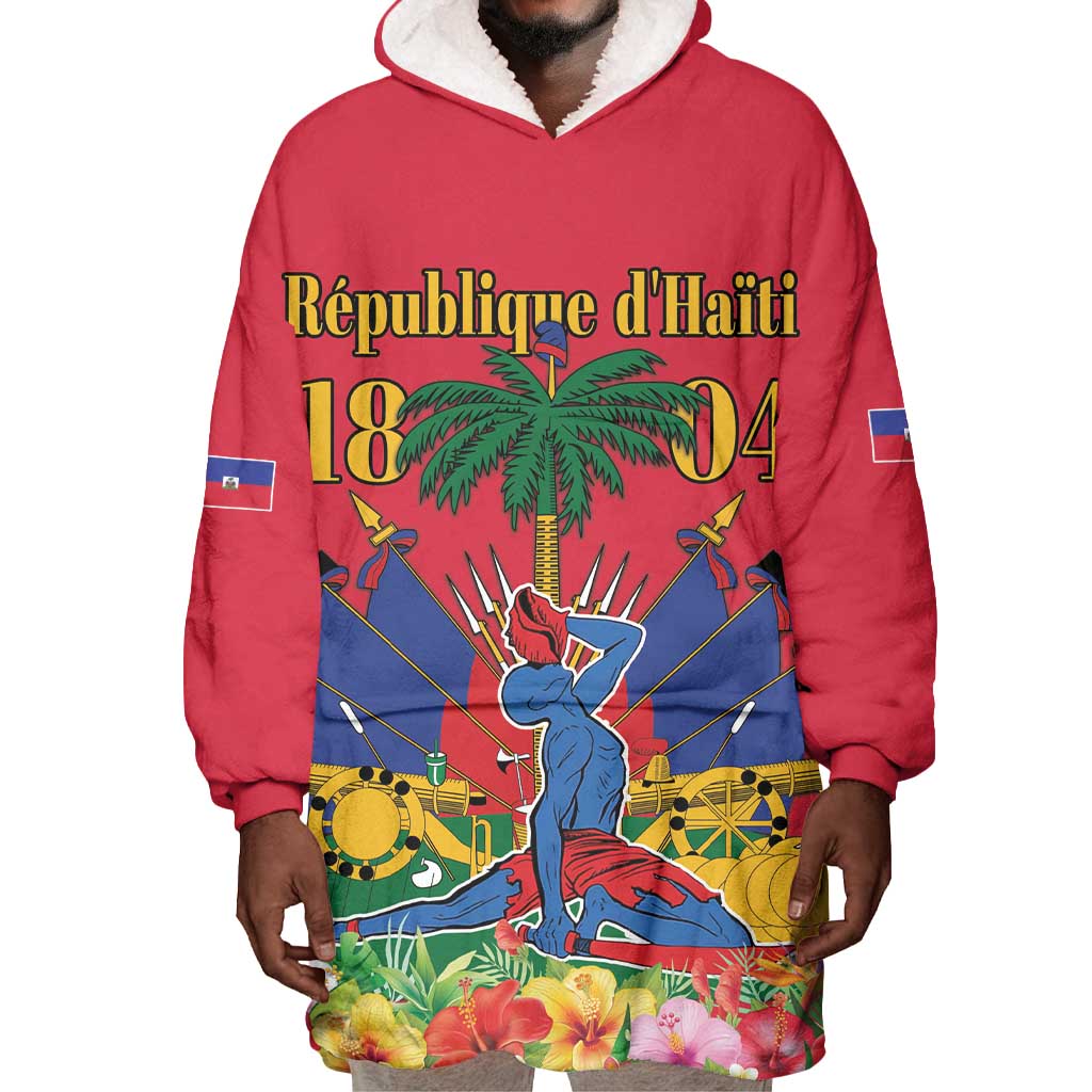 Afro-Haitians Independence Day Wearable Blanket Hoodie Le Marron Inconnu Unity Makes Strength - African Pride