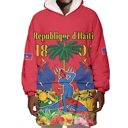Afro-Haitians Independence Day Wearable Blanket Hoodie Le Marron Inconnu Unity Makes Strength - African Pride