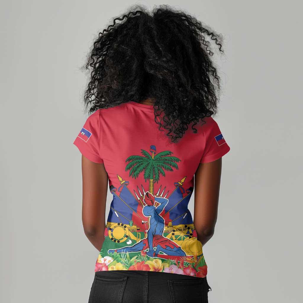 Afro-Haitians Independence Day Women V-Neck T-Shirt Le Marron Inconnu Unity Makes Strength - African Pride