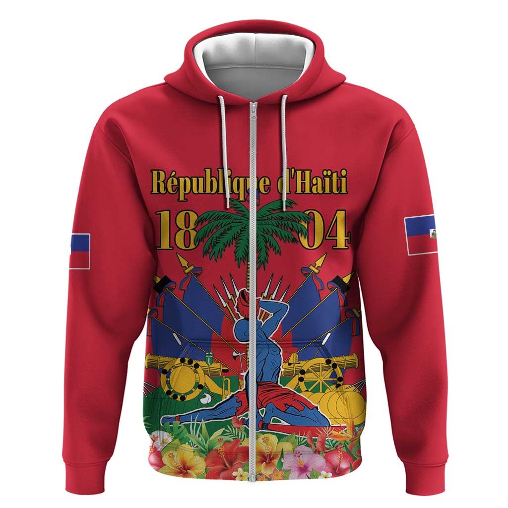 Afro-Haitians Independence Day Zip Hoodie Le Marron Inconnu Unity Makes Strength - African Pride
