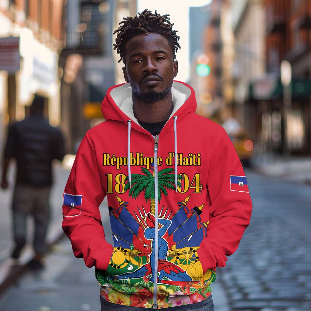 Afro-Haitians Independence Day Zip Hoodie Le Marron Inconnu Unity Makes Strength - African Pride