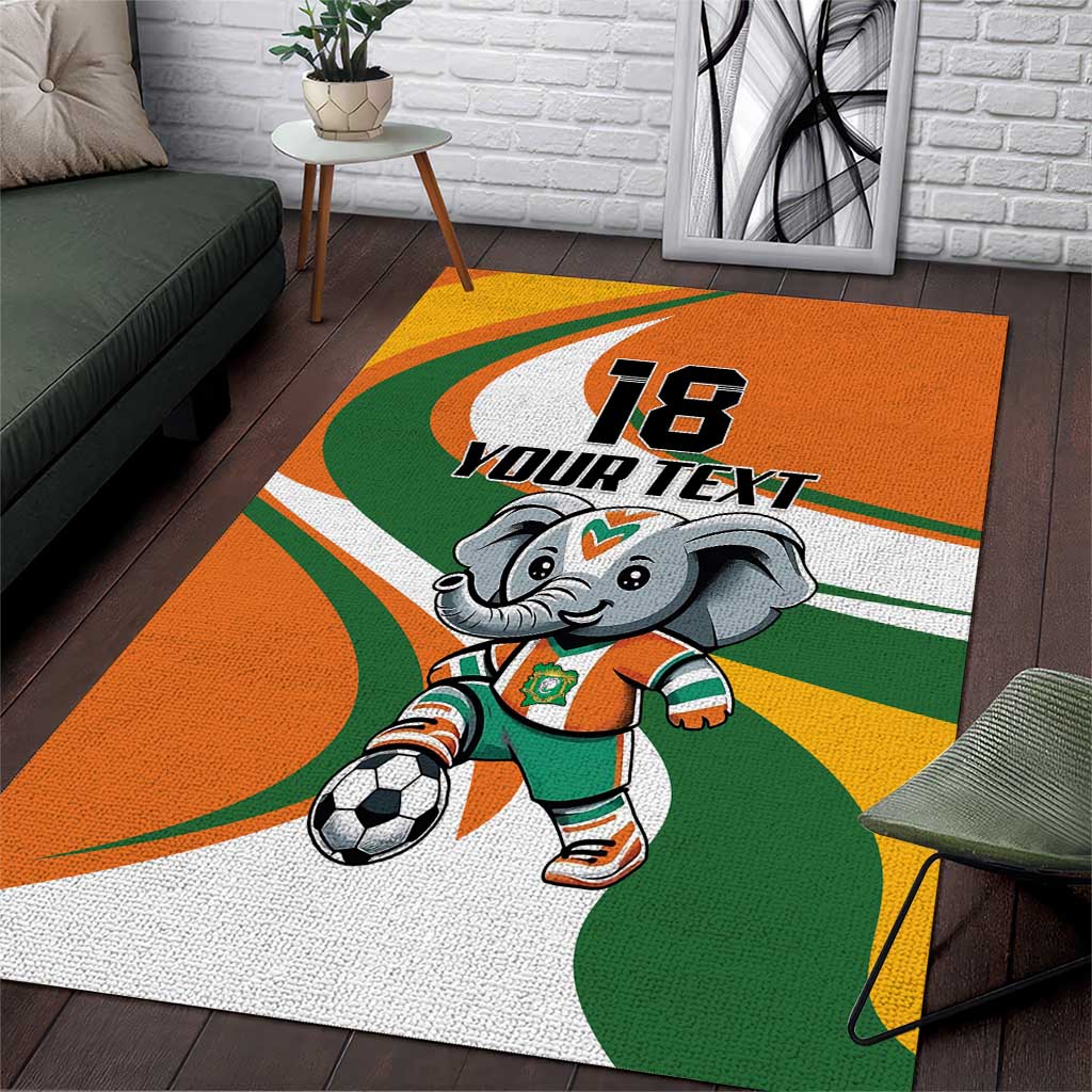 Custom Ivory Coast Football Area Rug Les Elephants Mascot by African Pride
