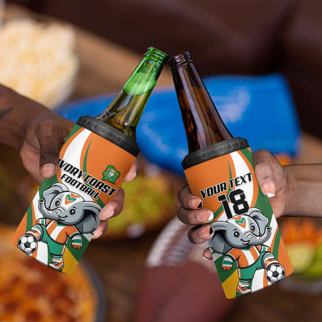 Custom Ivory Coast Football 4 in 1 Can Cooler Tumbler Les Elephants Mascot - African Pride