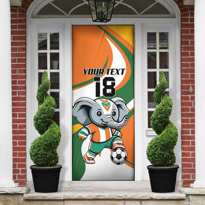 Custom Ivory Coast Football Door Cover Les Elephants Mascot - African Pride