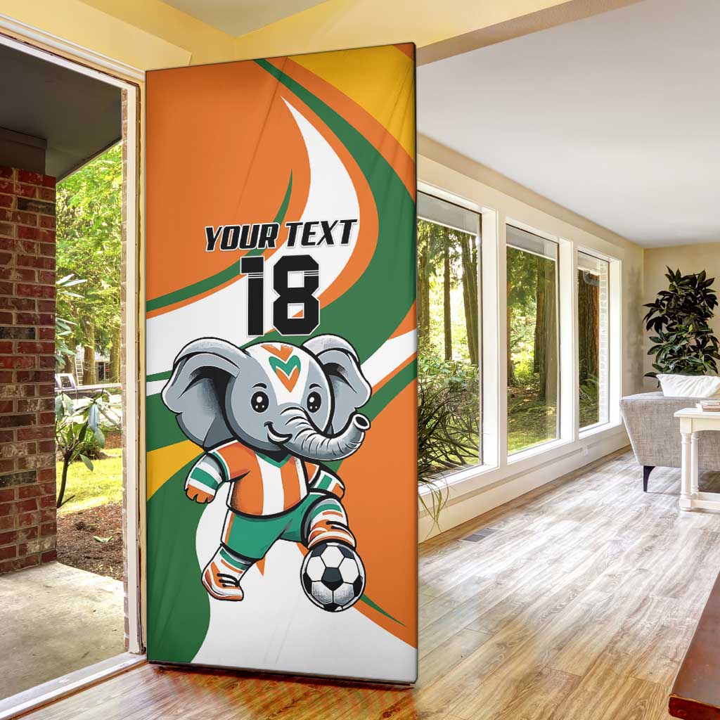 Custom Ivory Coast Football Door Cover Les Elephants Mascot - African Pride