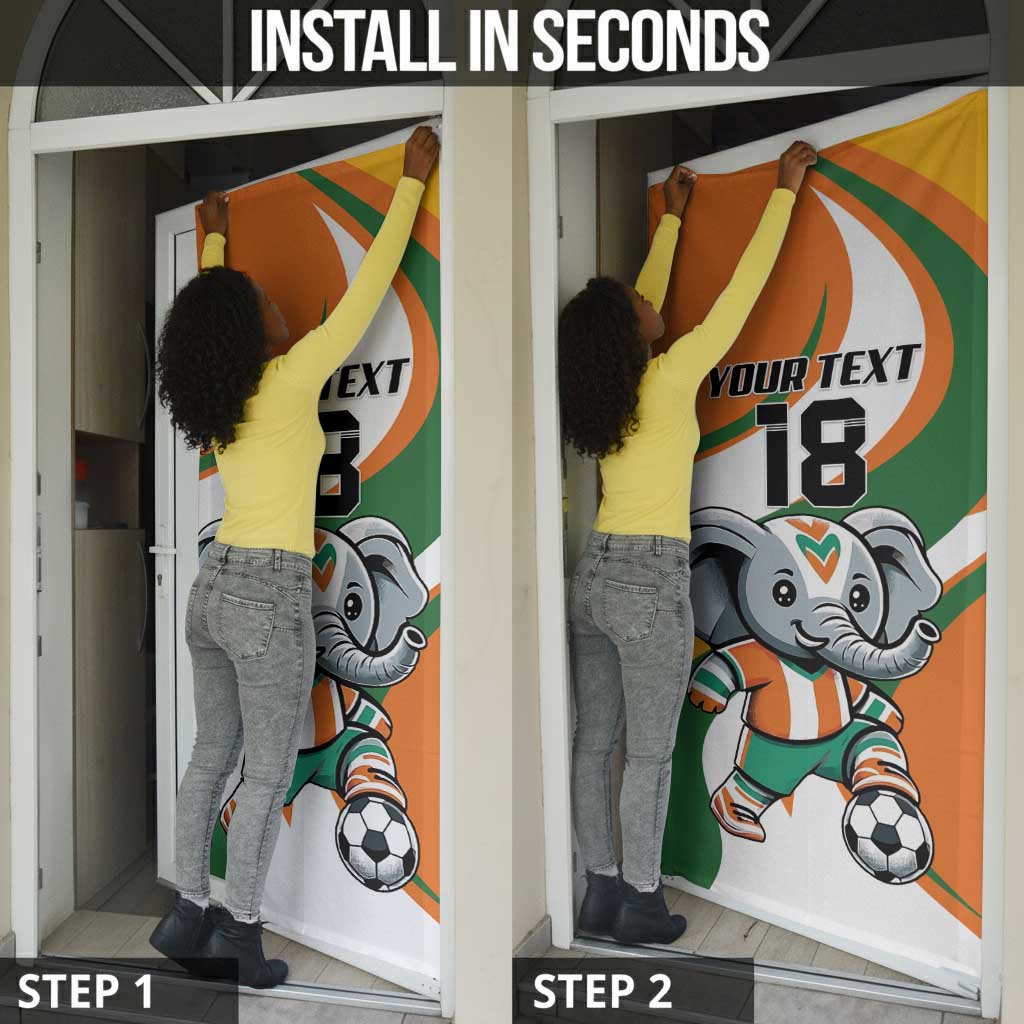 Custom Ivory Coast Football Door Cover Les Elephants Mascot - African Pride