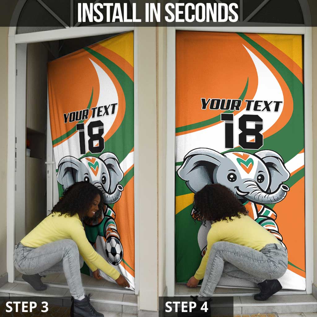 Custom Ivory Coast Football Door Cover Les Elephants Mascot - African Pride