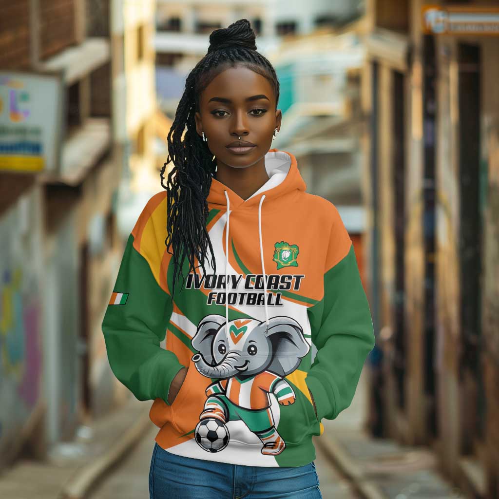 Custom Ivory Coast Football Hoodie Les Elephants Mascot - African Pride