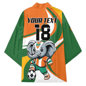 Custom Ivory Coast Football Kimono Les Elephants Mascot - African Pride