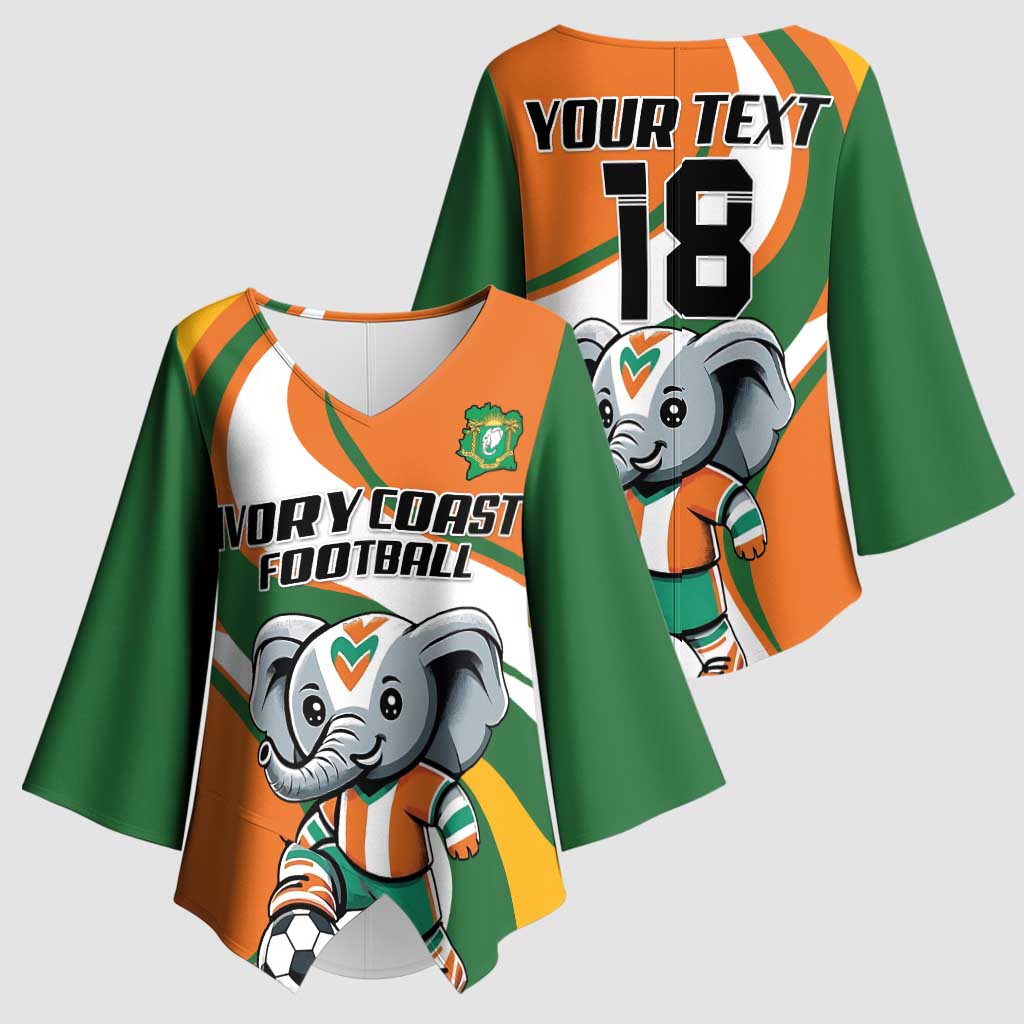 Custom Ivory Coast Football Kimono Sleeve Blouse Les Elephants Mascot - African Pride