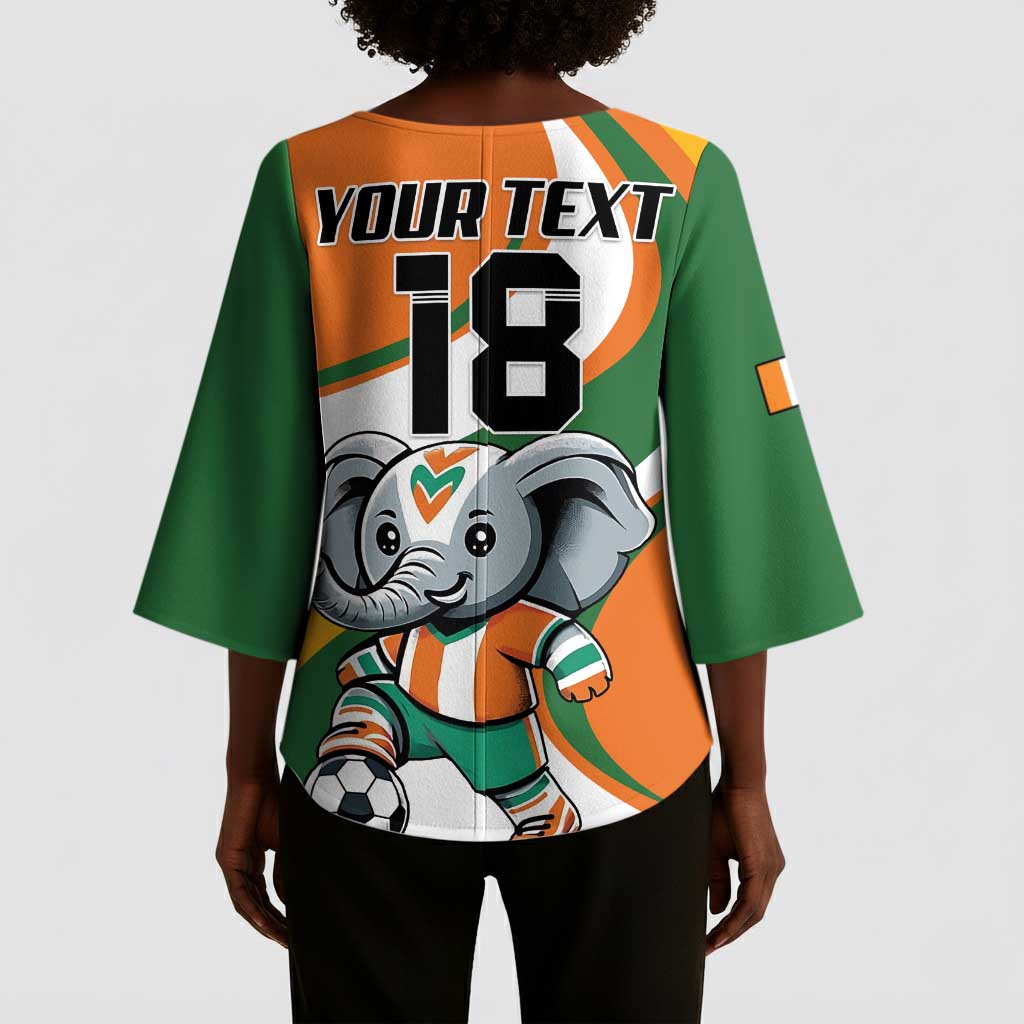 Custom Ivory Coast Football Kimono Sleeve Blouse Les Elephants Mascot - African Pride