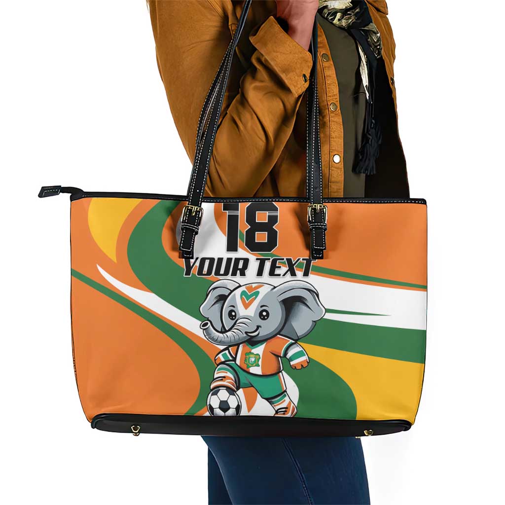 Custom Ivory Coast Football Leather Tote Bag Les Elephants Mascot - African Pride