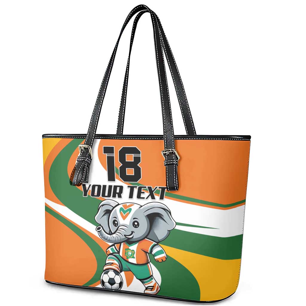 Custom Ivory Coast Football Leather Tote Bag Les Elephants Mascot - African Pride