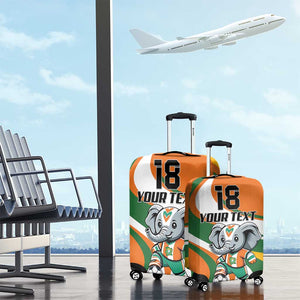 Custom Ivory Coast Football Luggage Cover Les Elephants Mascot - African Pride