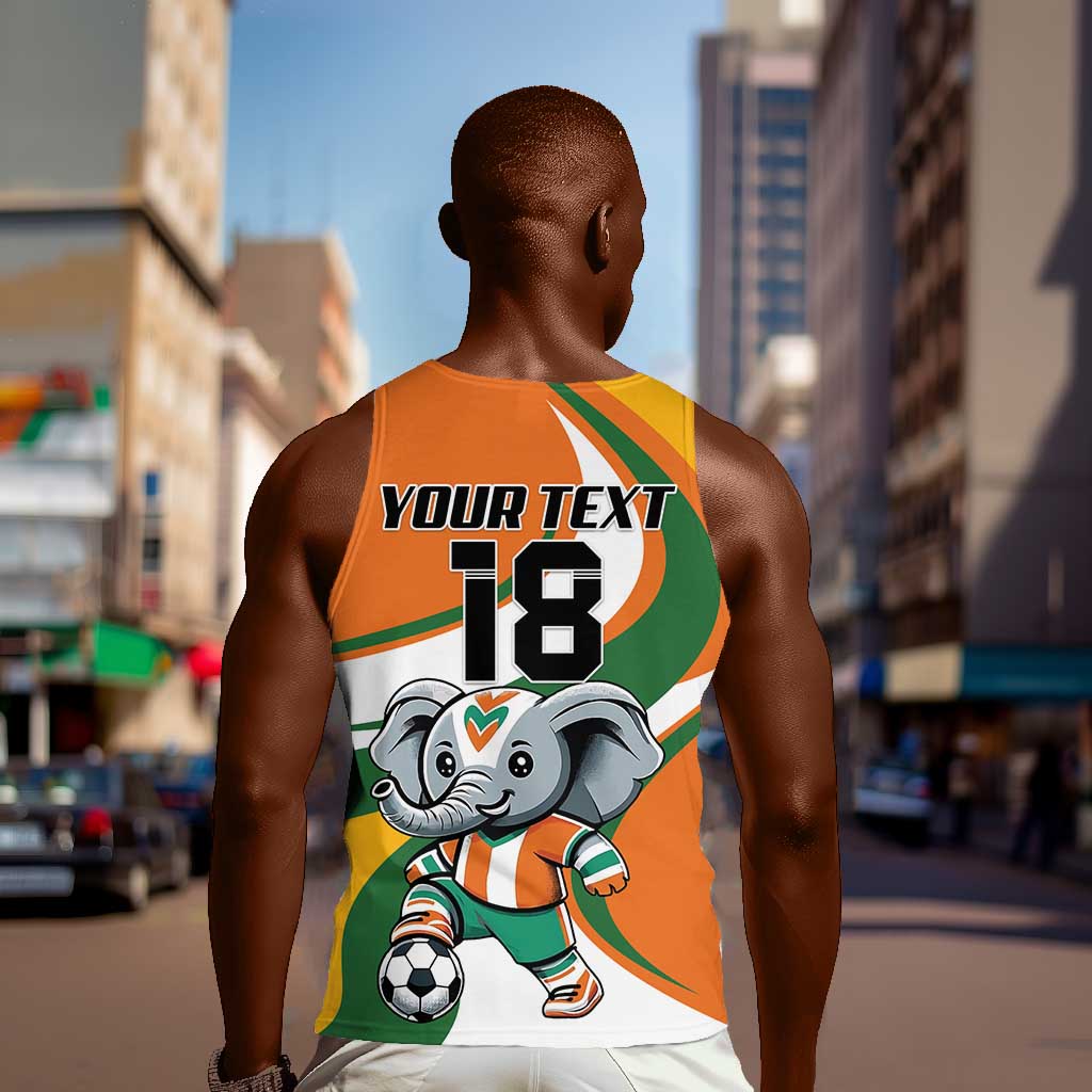 Custom Ivory Coast Football Men Tank Top Les Elephants Mascot - African Pride
