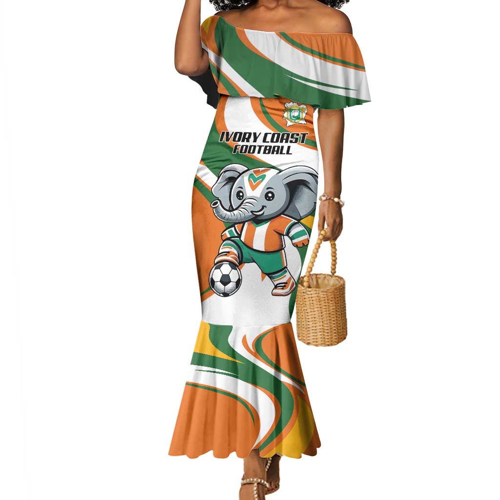 Custom Ivory Coast Football Mermaid Dress Les Elephants Mascot - African Pride