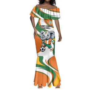 Custom Ivory Coast Football Mermaid Dress Les Elephants Mascot - African Pride