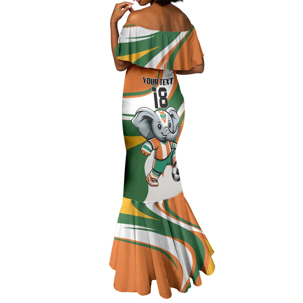 Custom Ivory Coast Football Mermaid Dress Les Elephants Mascot - African Pride