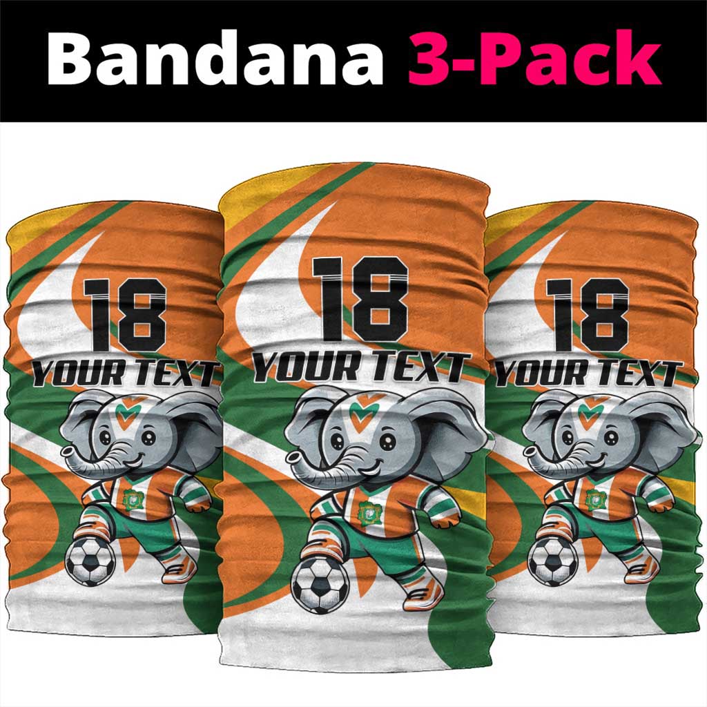 Custom Ivory Coast Football Neck Gaiter Les Elephants Mascot - African Pride