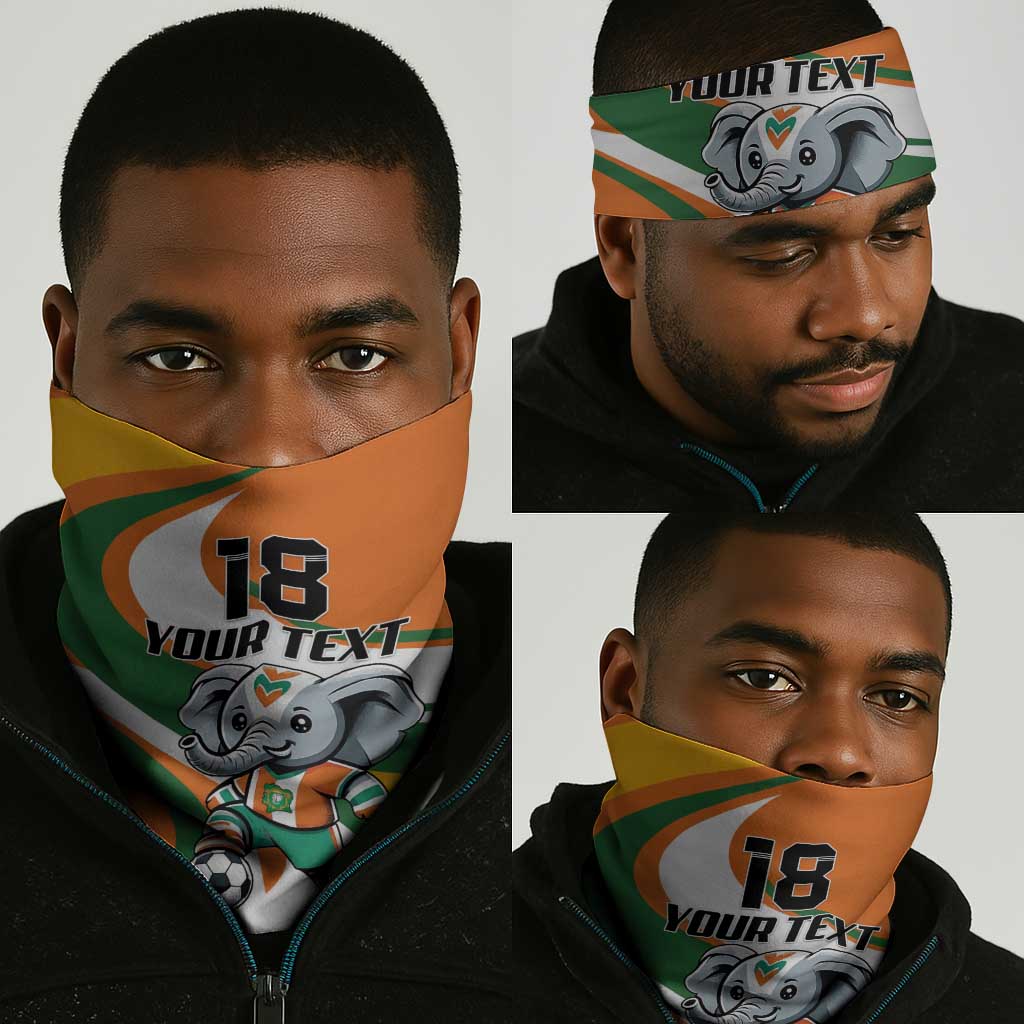 Custom Ivory Coast Football Neck Gaiter Les Elephants Mascot - African Pride
