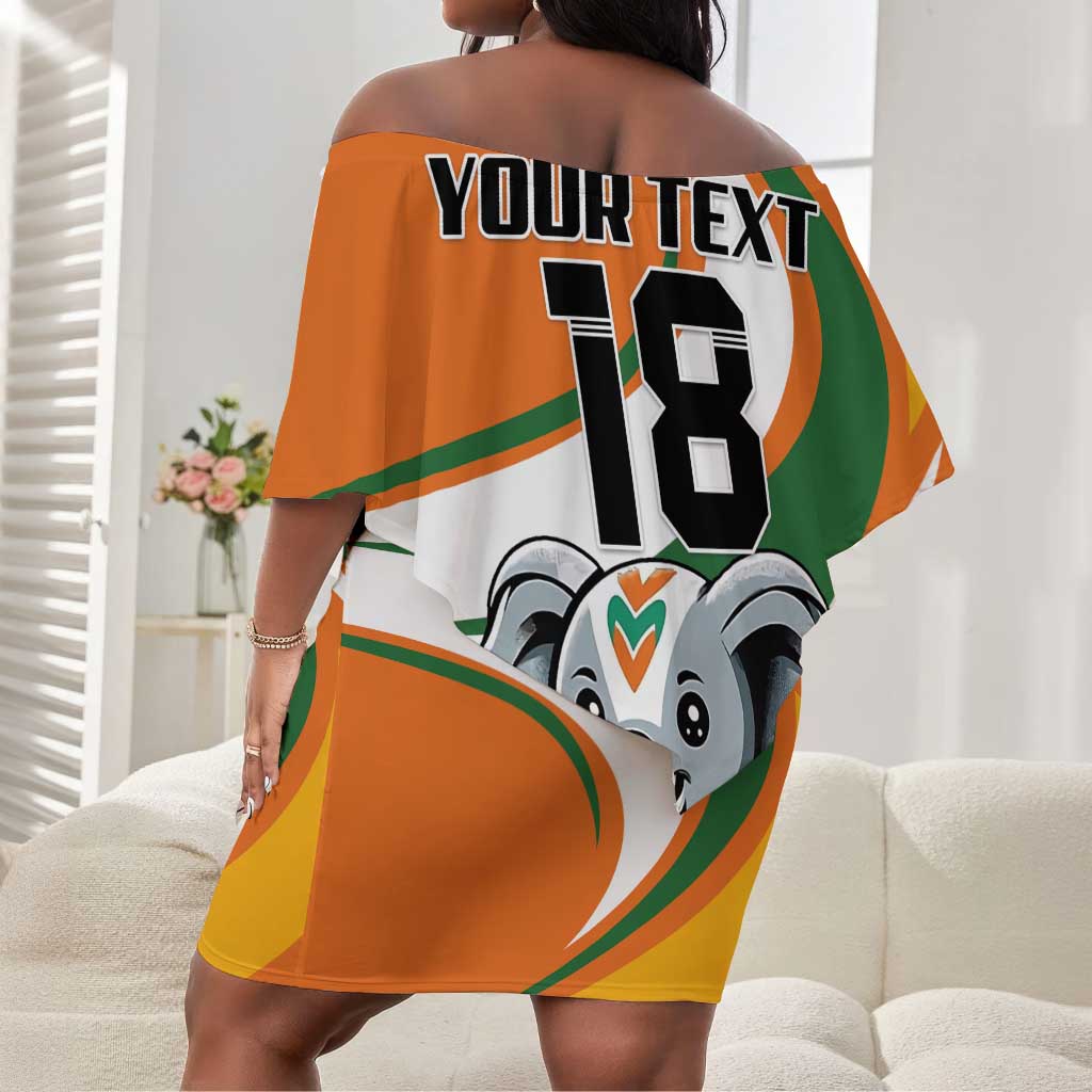 Custom Ivory Coast Football Off Shoulder Short Dress Les Elephants Mascot - African Pride