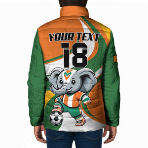 Custom Ivory Coast Football Padded Jacket Les Elephants Mascot - African Pride