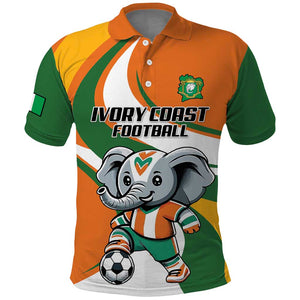 Custom Ivory Coast Football Polo Shirt Les Elephants Mascot LT18