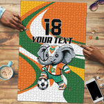 Custom Ivory Coast Football Puzzle Les Elephants Mascot - African Pride