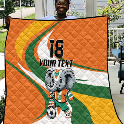 Custom Ivory Coast Football Quilt Les Elephants Mascot - African Pride