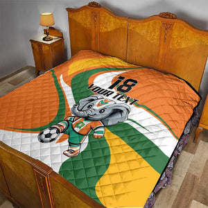 Custom Ivory Coast Football Quilt Les Elephants Mascot - African Pride