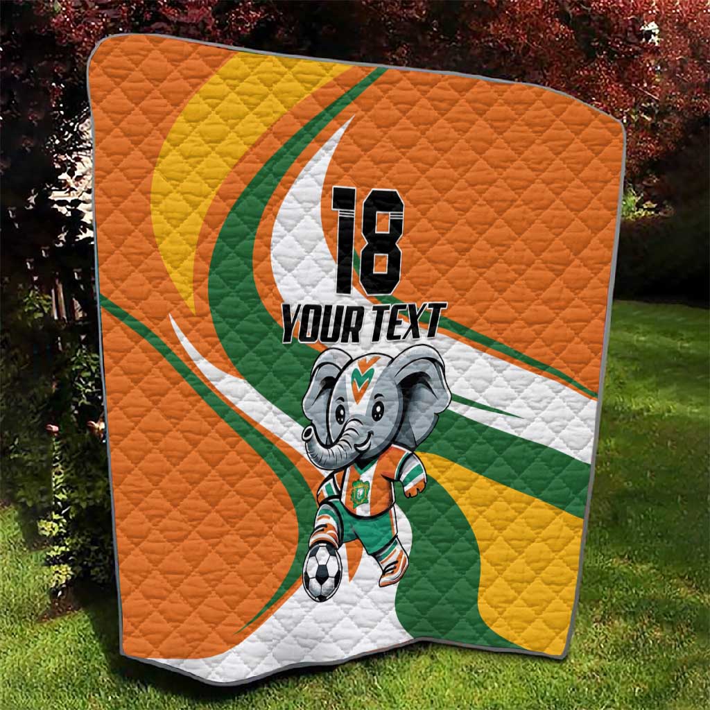 Custom Ivory Coast Football Quilt Les Elephants Mascot - African Pride