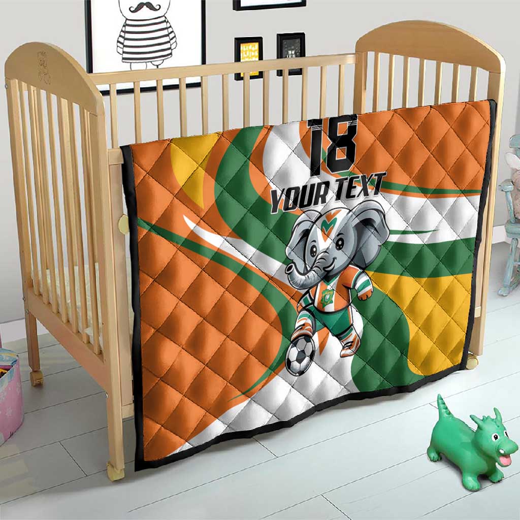 Custom Ivory Coast Football Quilt Les Elephants Mascot - African Pride